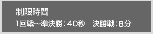 制限時間 1回戦～準決勝：40秒 ／ 決勝戦：8分